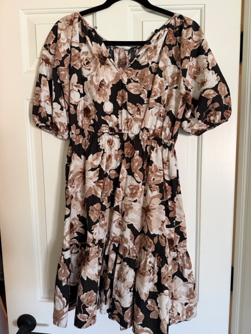 Rails Floral Midi Dress in Black and Brown
